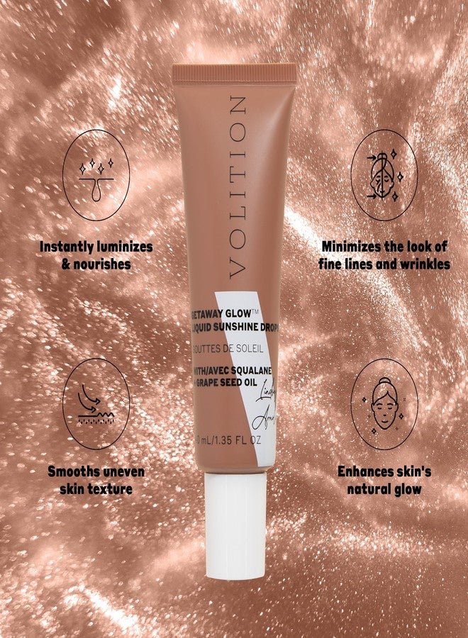 Volition Beauty Getaway Glow Liquid Sunshine Drops with Vegan Squalane + Grape Seed Oil | Instant Bronze & Shimmer Effect | Smooths, Luminizes & Hydrates | Flatters All Skin Tones - Image 3